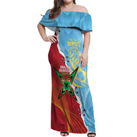 Saint Lucia and Guyana Cricket Personalized Off Shoulder Maxi Dress Kings Amazon Warriors Together - Wonder Print Shop