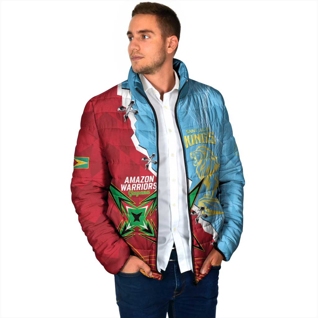 Saint Lucia and Guyana Cricket Personalized Padded Jacket Kings Amazon Warriors Together - Wonder Print Shop