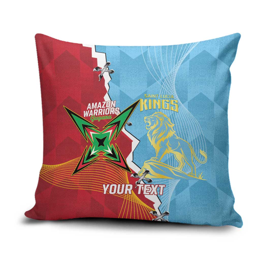 Saint Lucia and Guyana Cricket Personalized Pillow Cover Kings Amazon Warriors Together - Wonder Print Shop