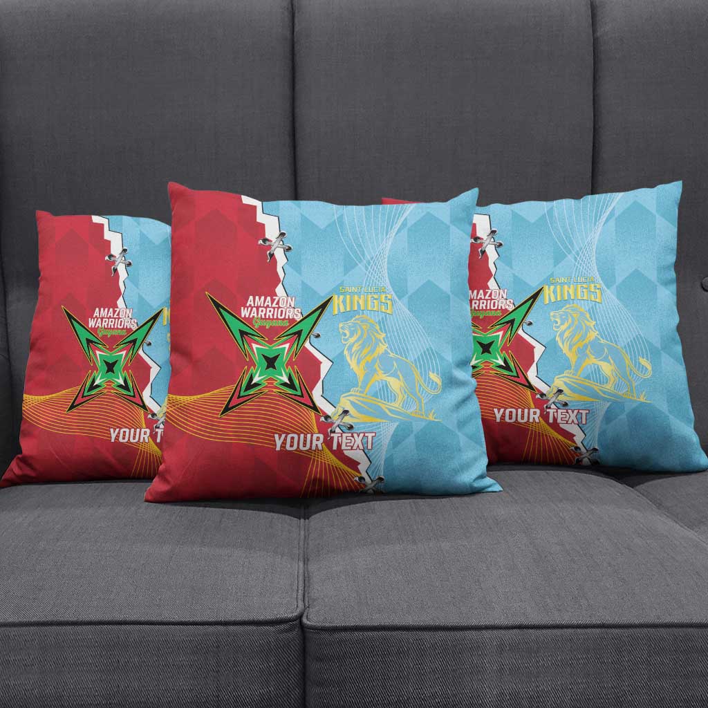 Saint Lucia and Guyana Cricket Personalized Pillow Cover Kings Amazon Warriors Together - Wonder Print Shop