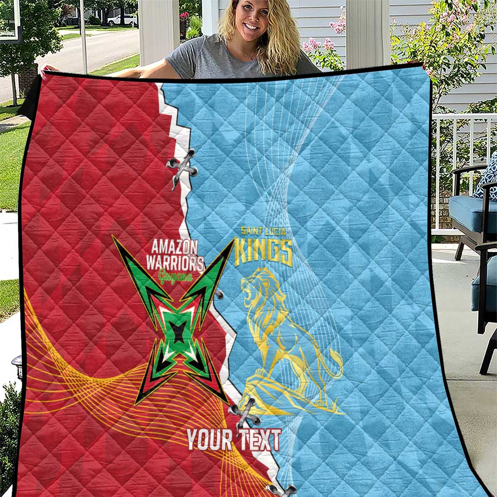 Saint Lucia and Guyana Cricket Personalized Quilt Kings Amazon Warriors Together - Wonder Print Shop