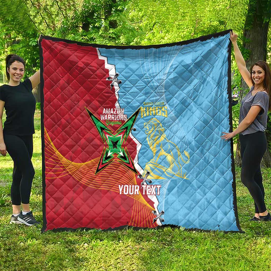 Saint Lucia and Guyana Cricket Personalized Quilt Kings Amazon Warriors Together - Wonder Print Shop