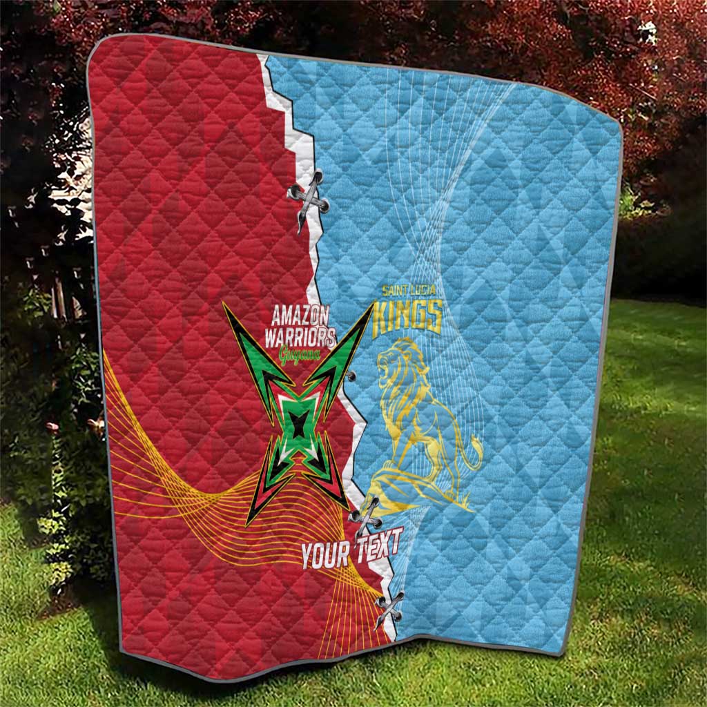 Saint Lucia and Guyana Cricket Personalized Quilt Kings Amazon Warriors Together - Wonder Print Shop