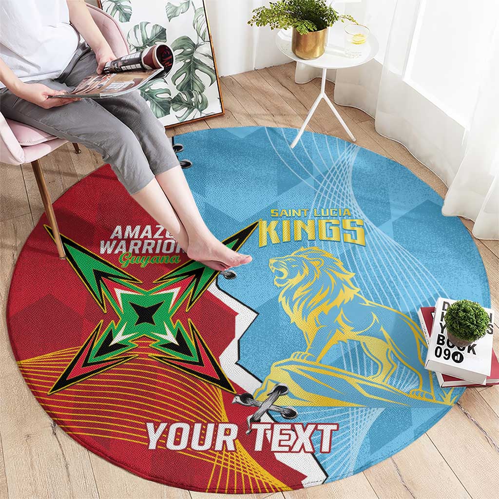 Saint Lucia and Guyana Cricket Personalized Round Carpet Kings Amazon Warriors Together - Wonder Print Shop