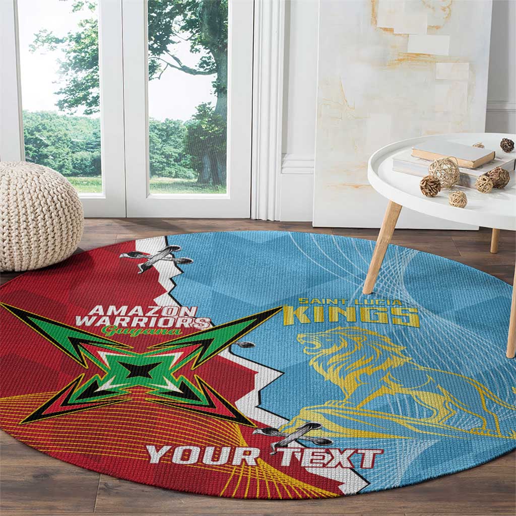 Saint Lucia and Guyana Cricket Personalized Round Carpet Kings Amazon Warriors Together - Wonder Print Shop