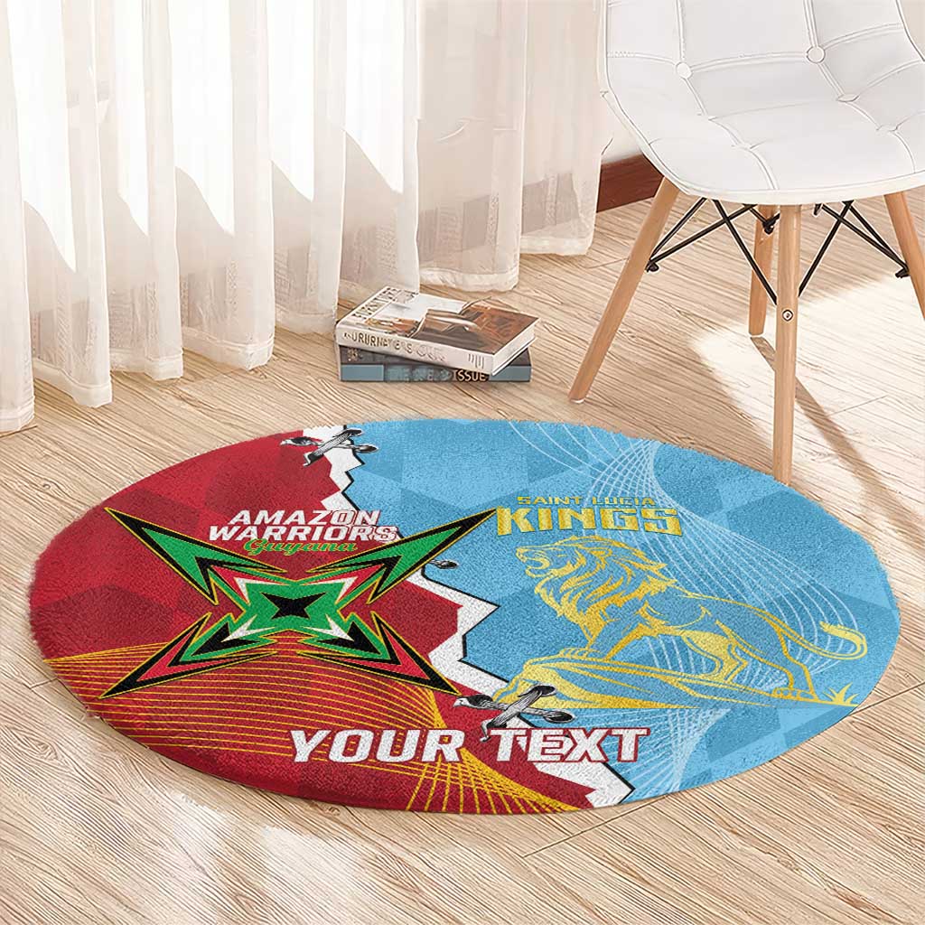 Saint Lucia and Guyana Cricket Personalized Round Carpet Kings Amazon Warriors Together - Wonder Print Shop