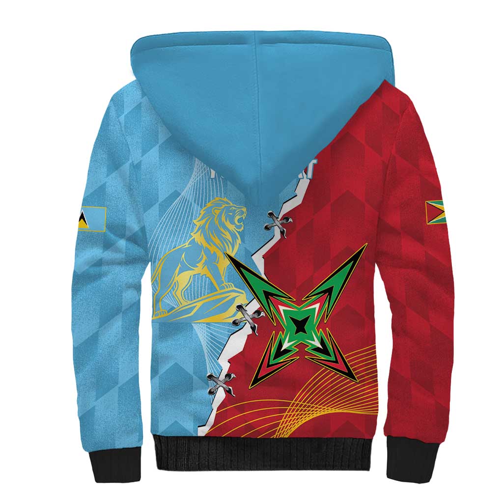 Saint Lucia and Guyana Cricket Personalized Sherpa Hoodie Kings Amazon Warriors Together - Wonder Print Shop