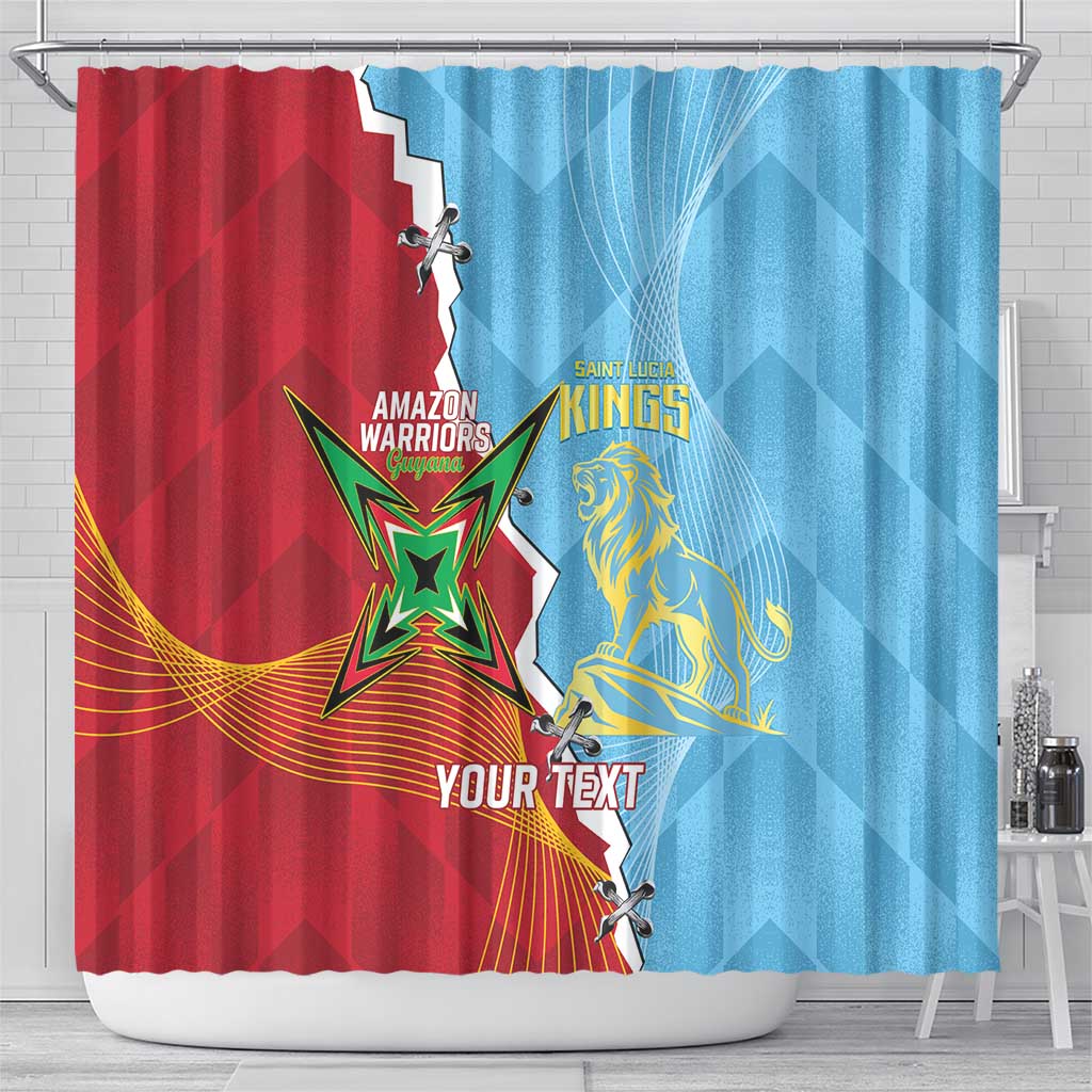 Saint Lucia and Guyana Cricket Personalized Shower Curtain Kings Amazon Warriors Together - Wonder Print Shop