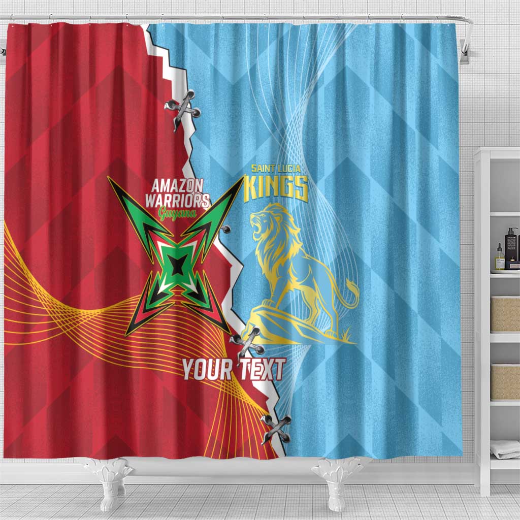 Saint Lucia and Guyana Cricket Personalized Shower Curtain Kings Amazon Warriors Together - Wonder Print Shop