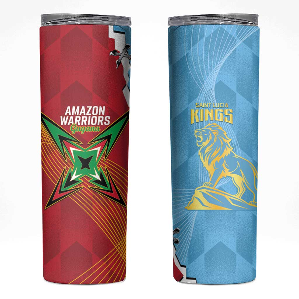 Saint Lucia and Guyana Cricket Skinny Tumbler Kings Amazon Warriors Together - Wonder Print Shop