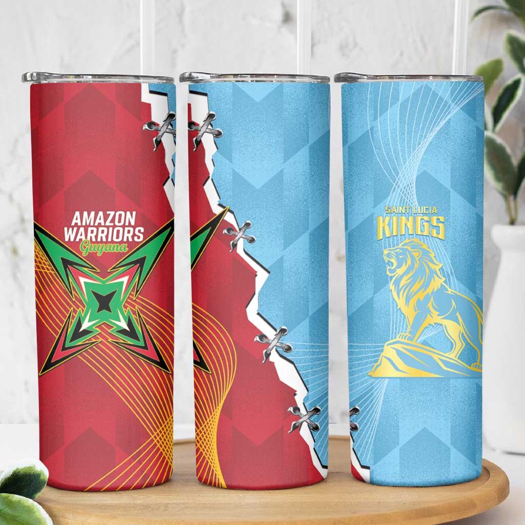 Saint Lucia and Guyana Cricket Skinny Tumbler Kings Amazon Warriors Together - Wonder Print Shop