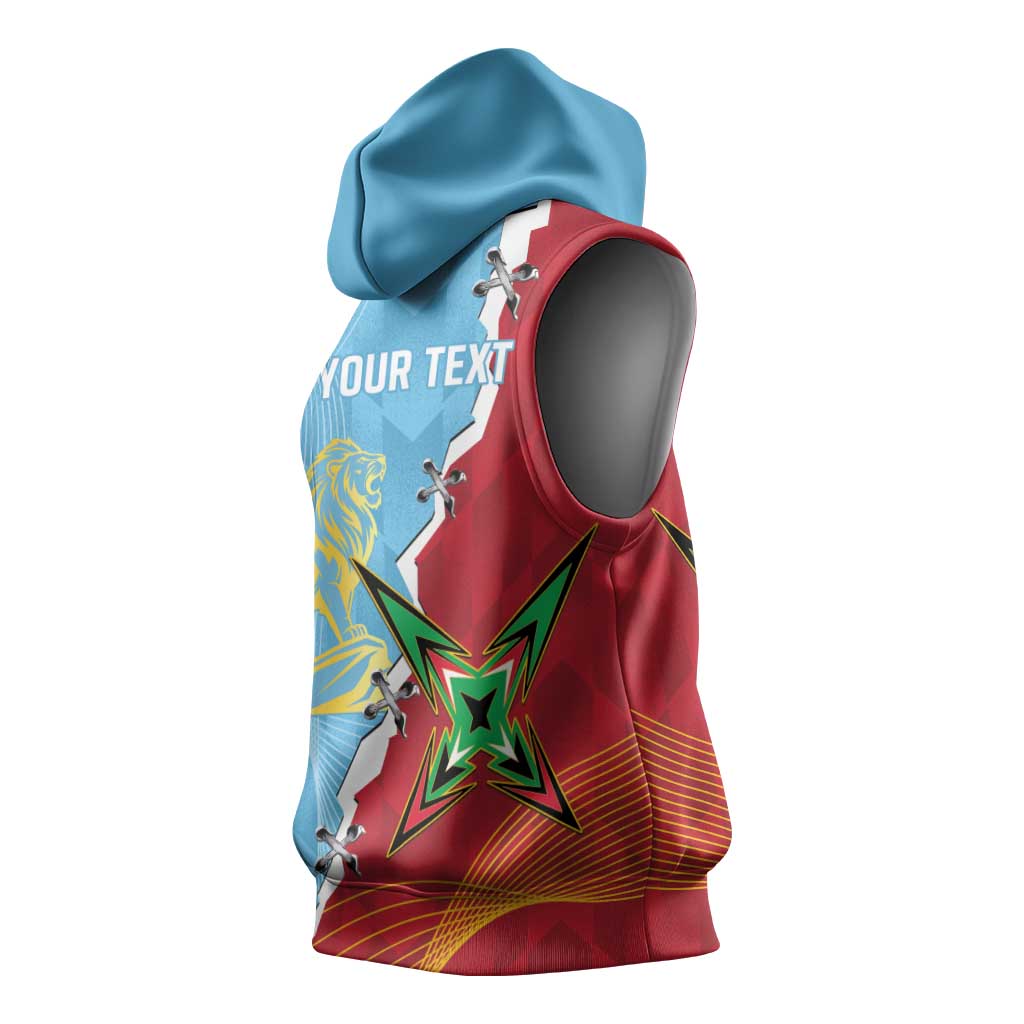 Saint Lucia and Guyana Cricket Personalized Sleeveless Hoodie Kings Amazon Warriors Together - Wonder Print Shop