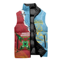 Saint Lucia and Guyana Cricket Personalized Sleeveless Puffer Jacket Kings Amazon Warriors Together - Wonder Print Shop