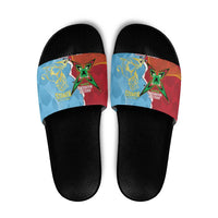 Saint Lucia and Guyana Cricket Personalized Slide Sandals Kings Amazon Warriors Together - Wonder Print Shop