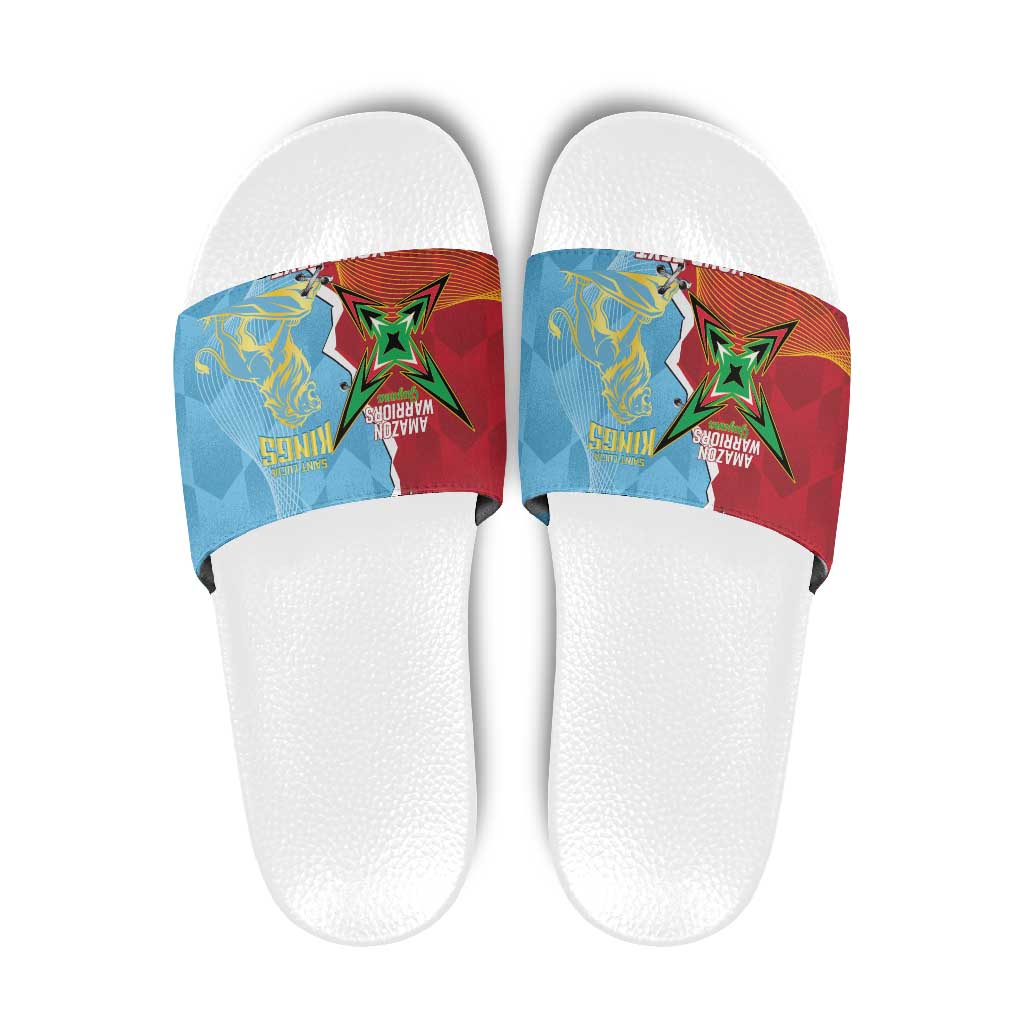 Saint Lucia and Guyana Cricket Personalized Slide Sandals Kings Amazon Warriors Together - Wonder Print Shop