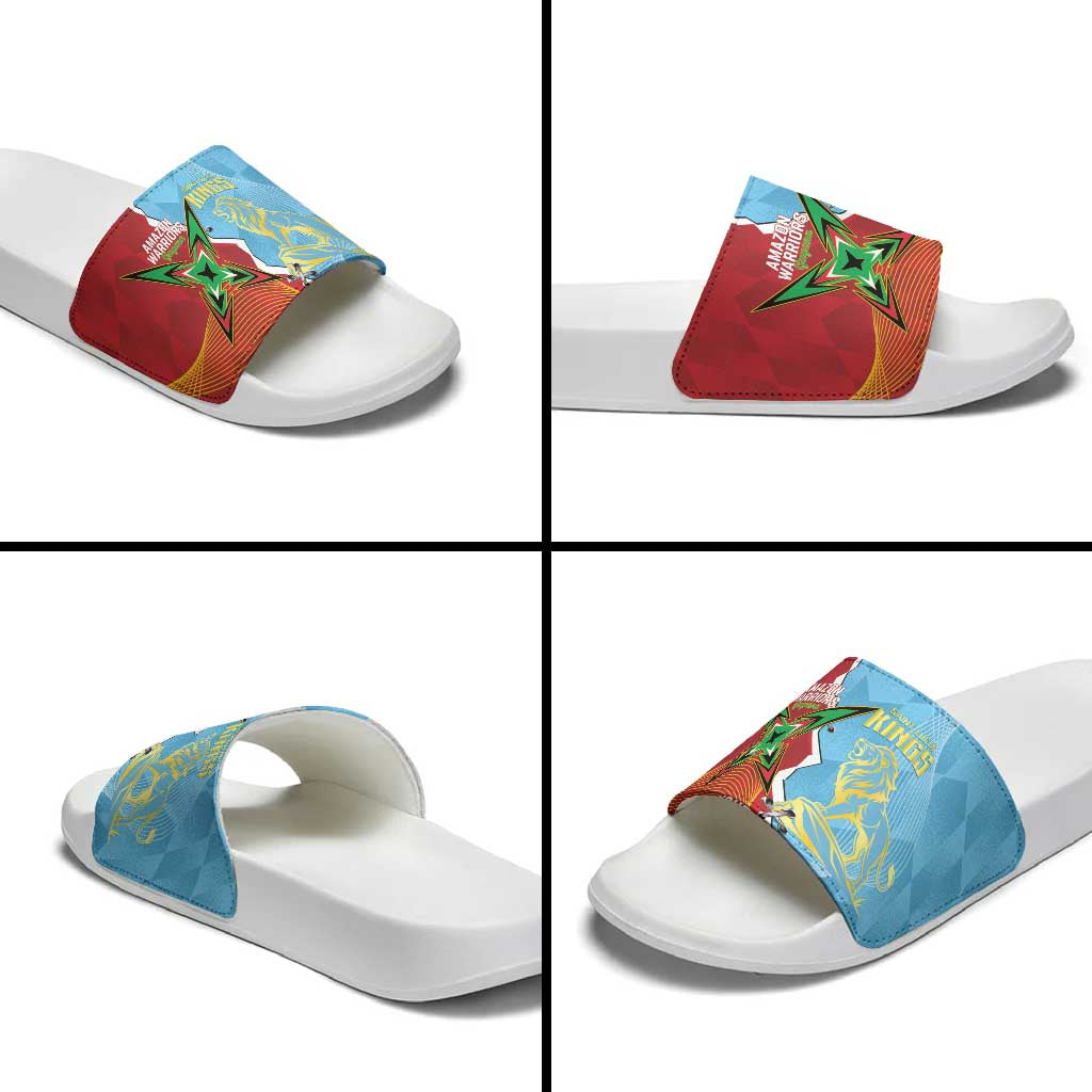 Saint Lucia and Guyana Cricket Personalized Slide Sandals Kings Amazon Warriors Together - Wonder Print Shop
