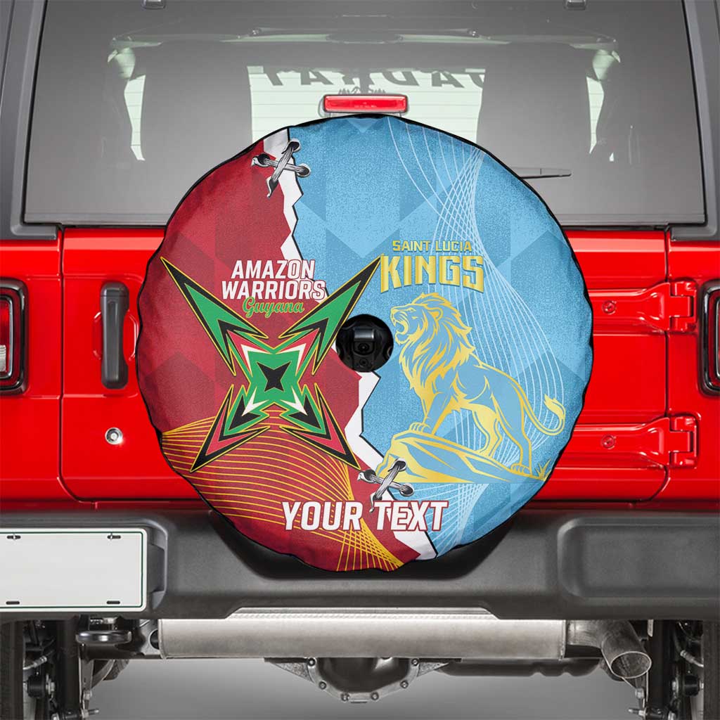 Saint Lucia and Guyana Cricket Personalized Spare Tire Cover Kings Amazon Warriors Together - Wonder Print Shop
