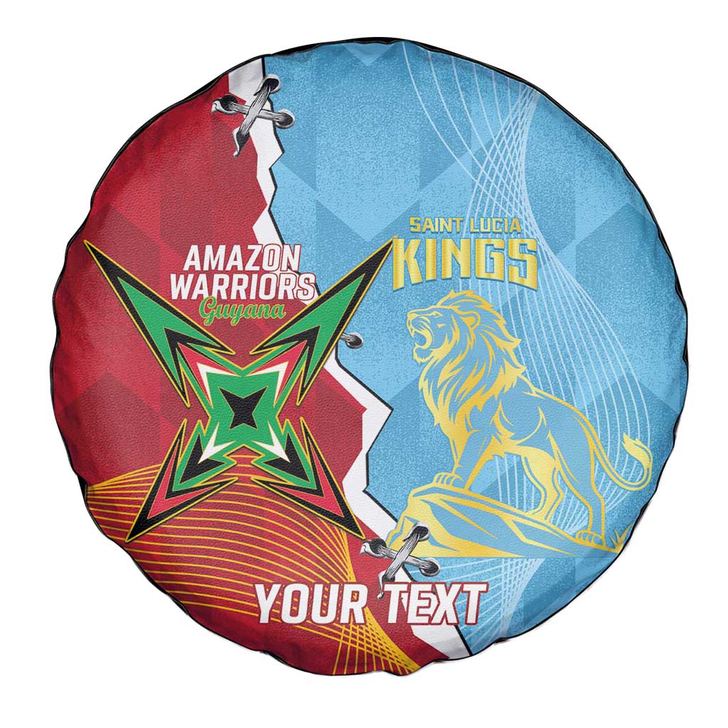 Saint Lucia and Guyana Cricket Personalized Spare Tire Cover Kings Amazon Warriors Together - Wonder Print Shop