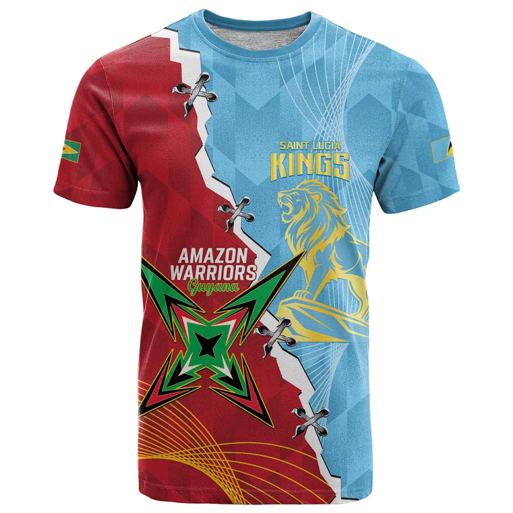 Saint Lucia and Guyana Cricket Personalized T Shirt Kings Amazon Warriors Together - Wonder Print Shop