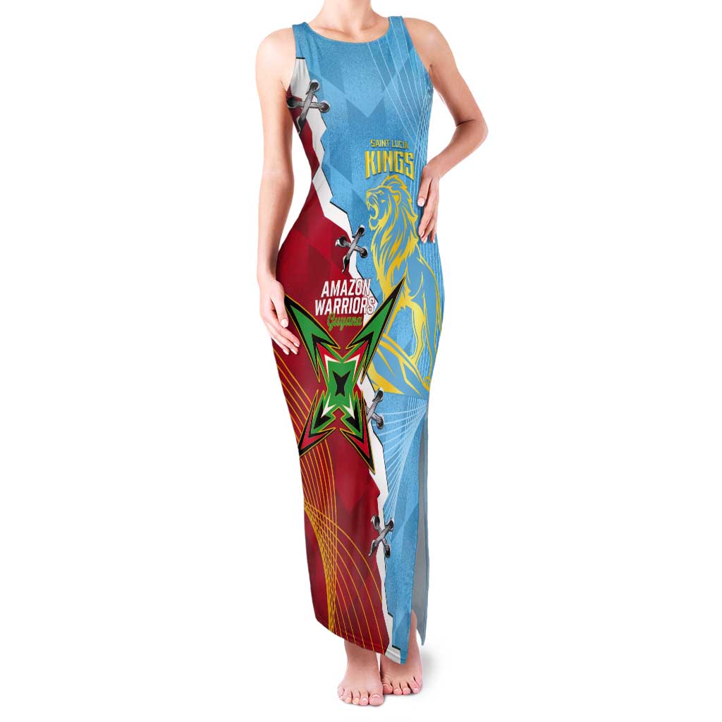 Saint Lucia and Guyana Cricket Personalized Tank Maxi Dress Kings Amazon Warriors Together - Wonder Print Shop