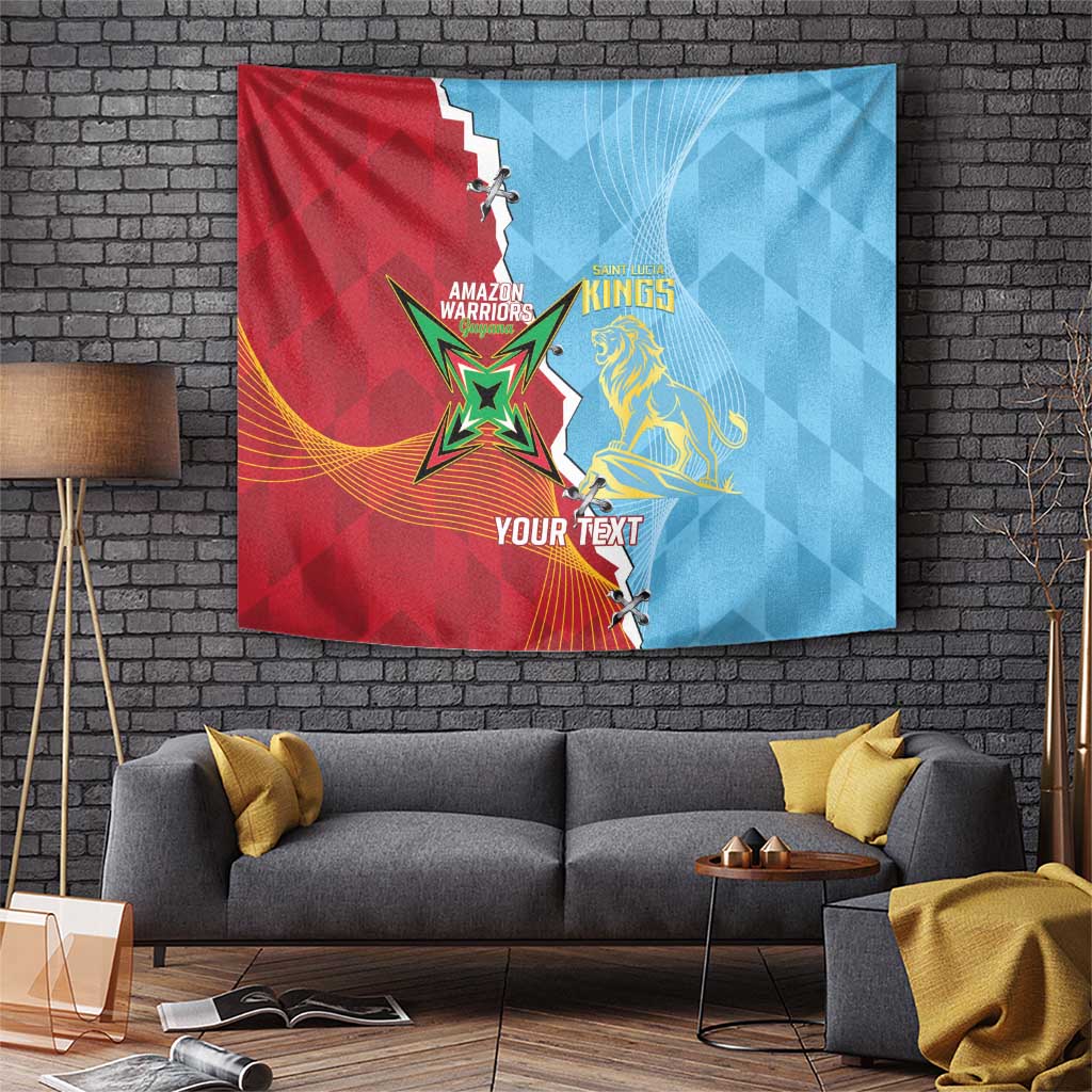 Saint Lucia and Guyana Cricket Personalized Tapestry Kings Amazon Warriors Together - Wonder Print Shop