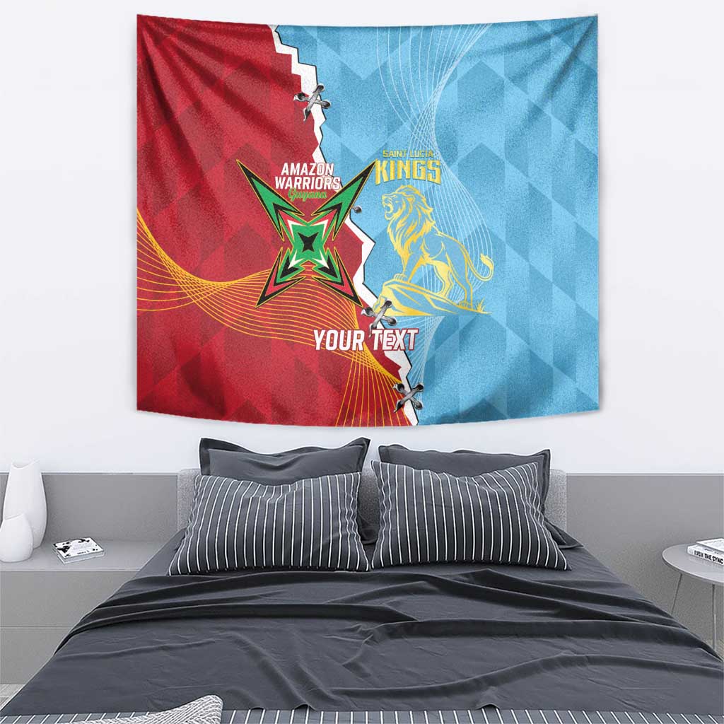 Saint Lucia and Guyana Cricket Personalized Tapestry Kings Amazon Warriors Together - Wonder Print Shop