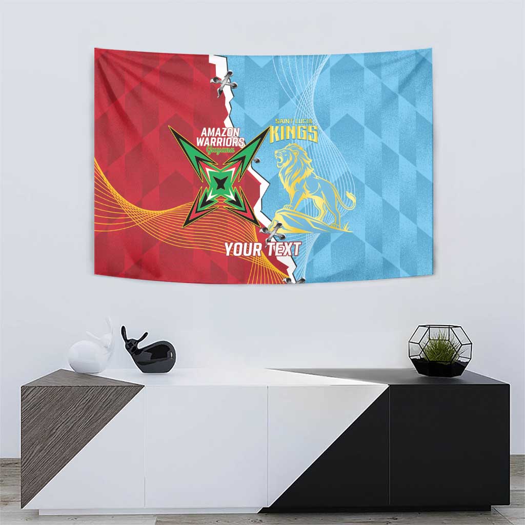 Saint Lucia and Guyana Cricket Personalized Tapestry Kings Amazon Warriors Together - Wonder Print Shop