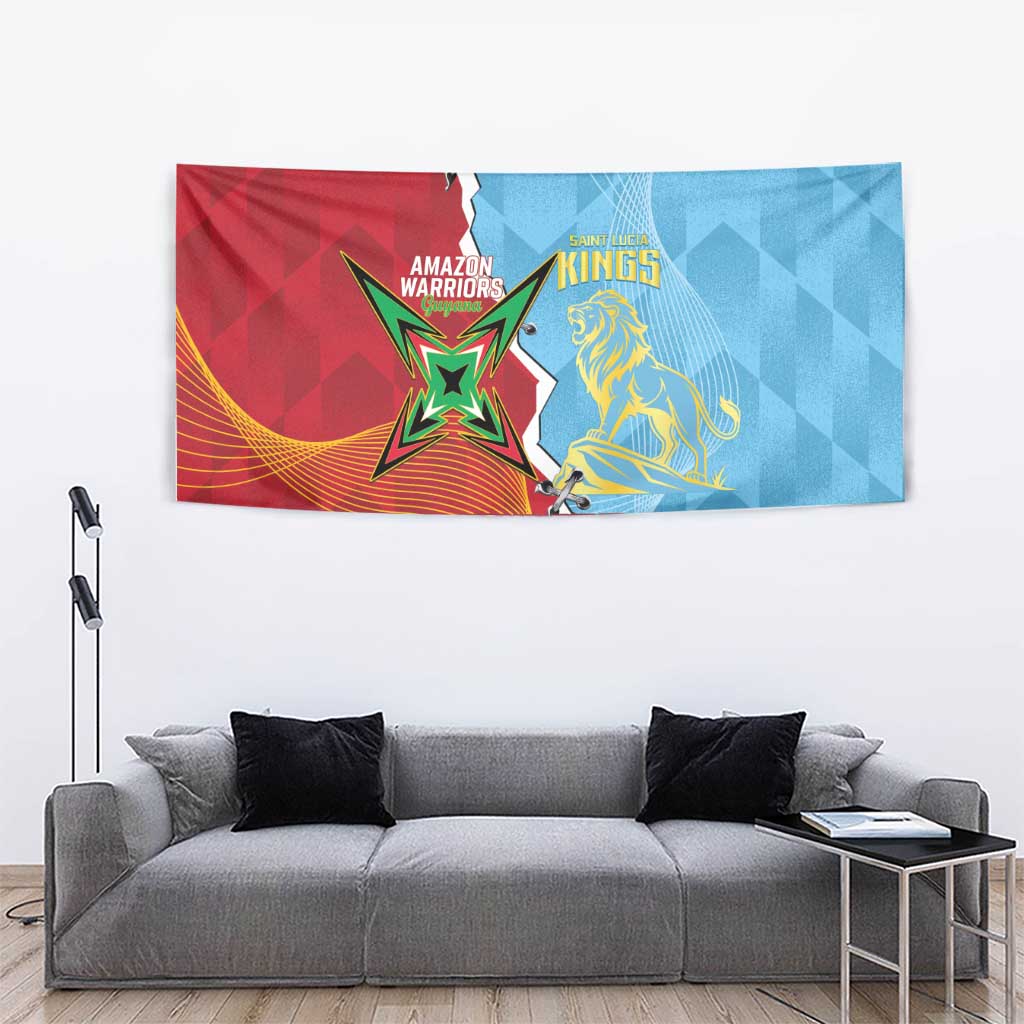 Saint Lucia and Guyana Cricket Personalized Tapestry Kings Amazon Warriors Together - Wonder Print Shop