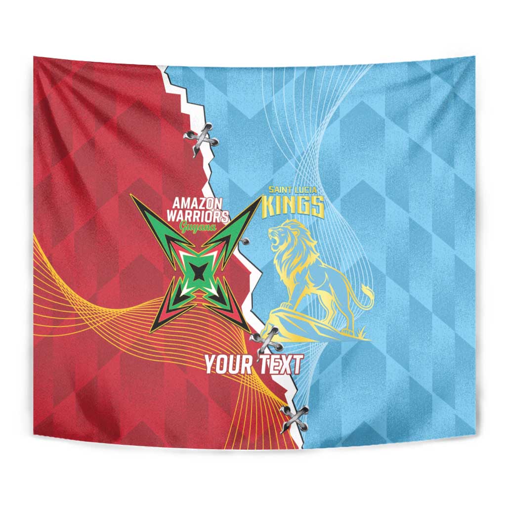 Saint Lucia and Guyana Cricket Personalized Tapestry Kings Amazon Warriors Together - Wonder Print Shop