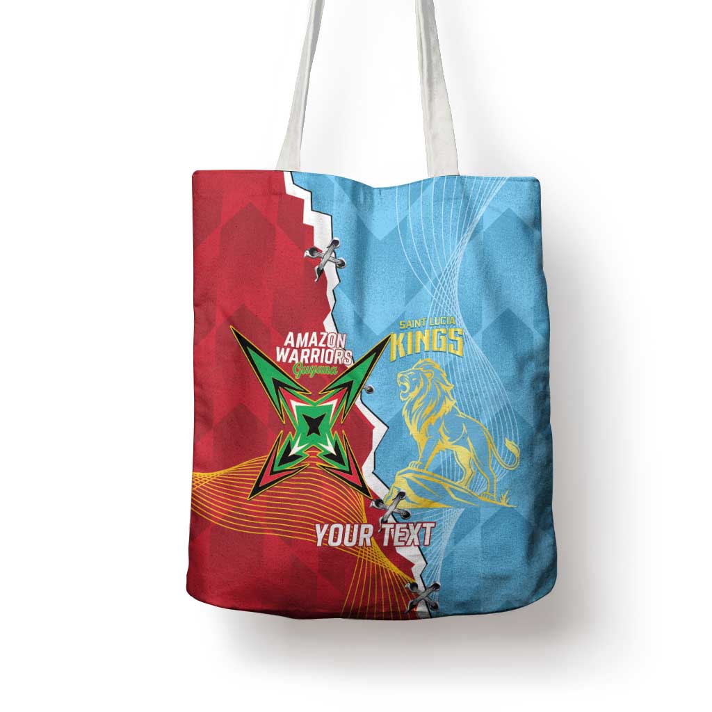 Saint Lucia and Guyana Cricket Personalized Tote Bag Kings Amazon Warriors Together - Wonder Print Shop