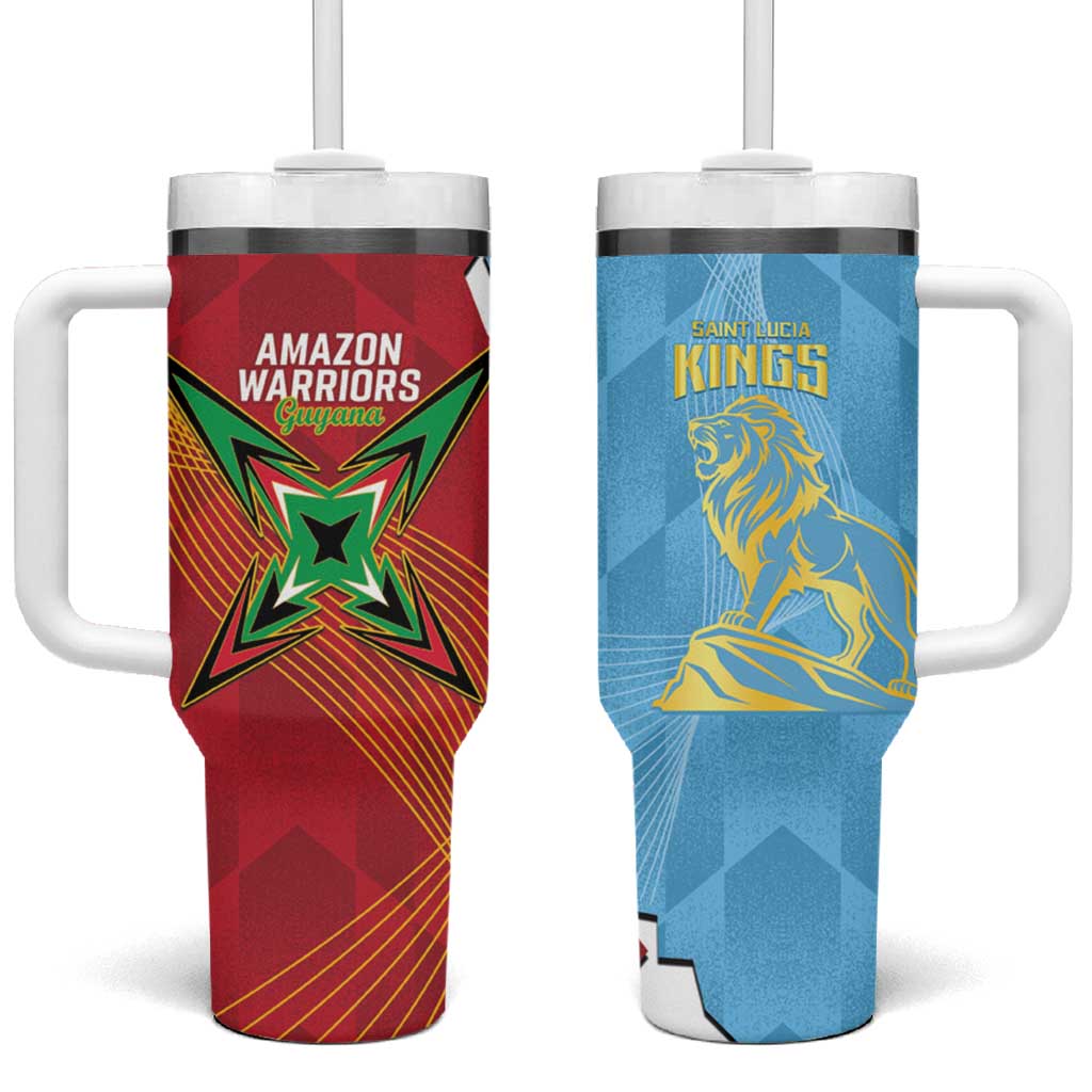Saint Lucia and Guyana Cricket Tumbler With Handle Kings Amazon Warriors Together - Wonder Print Shop