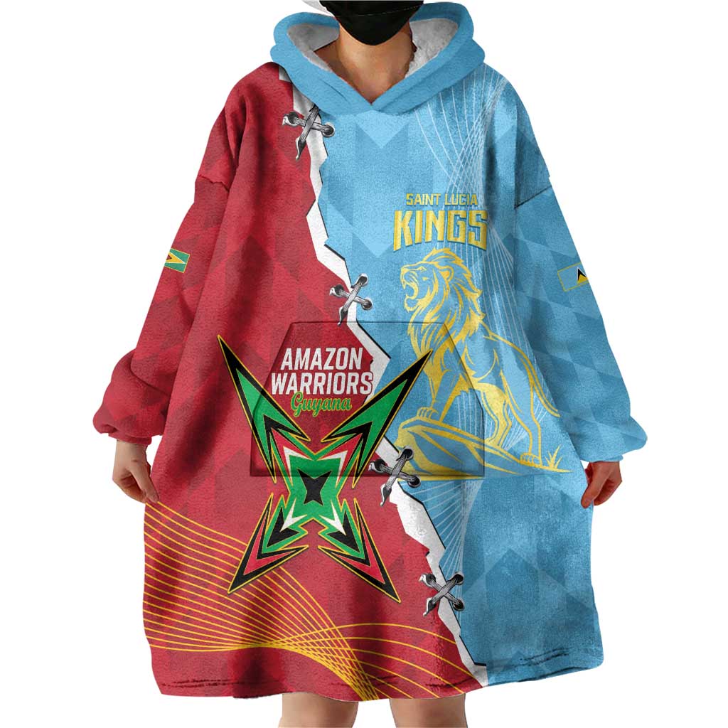Saint Lucia and Guyana Cricket Personalized Wearable Blanket Hoodie Kings Amazon Warriors Together - Wonder Print Shop