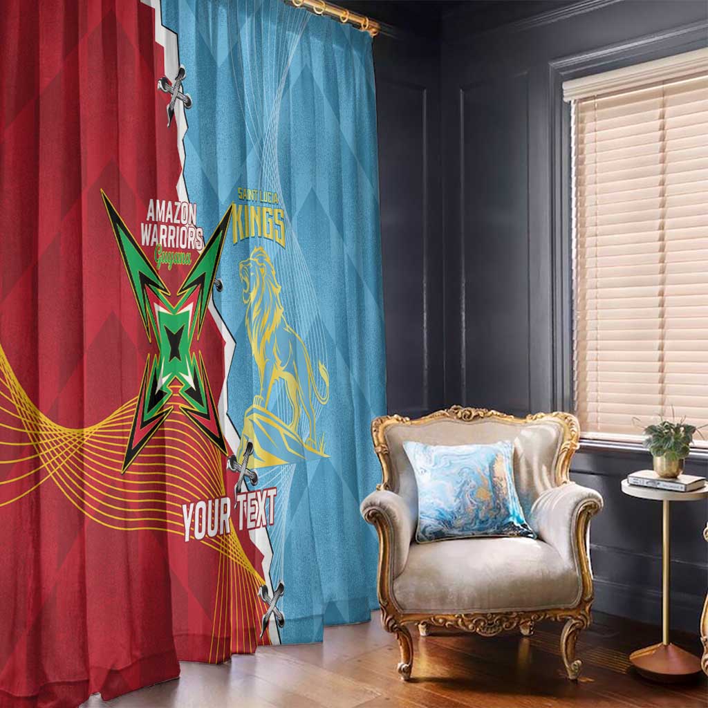 Saint Lucia and Guyana Cricket Personalized Window Curtain Kings Amazon Warriors Together - Wonder Print Shop