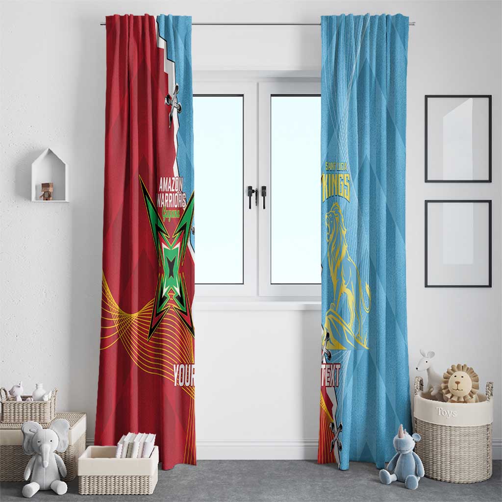Saint Lucia and Guyana Cricket Personalized Window Curtain Kings Amazon Warriors Together - Wonder Print Shop