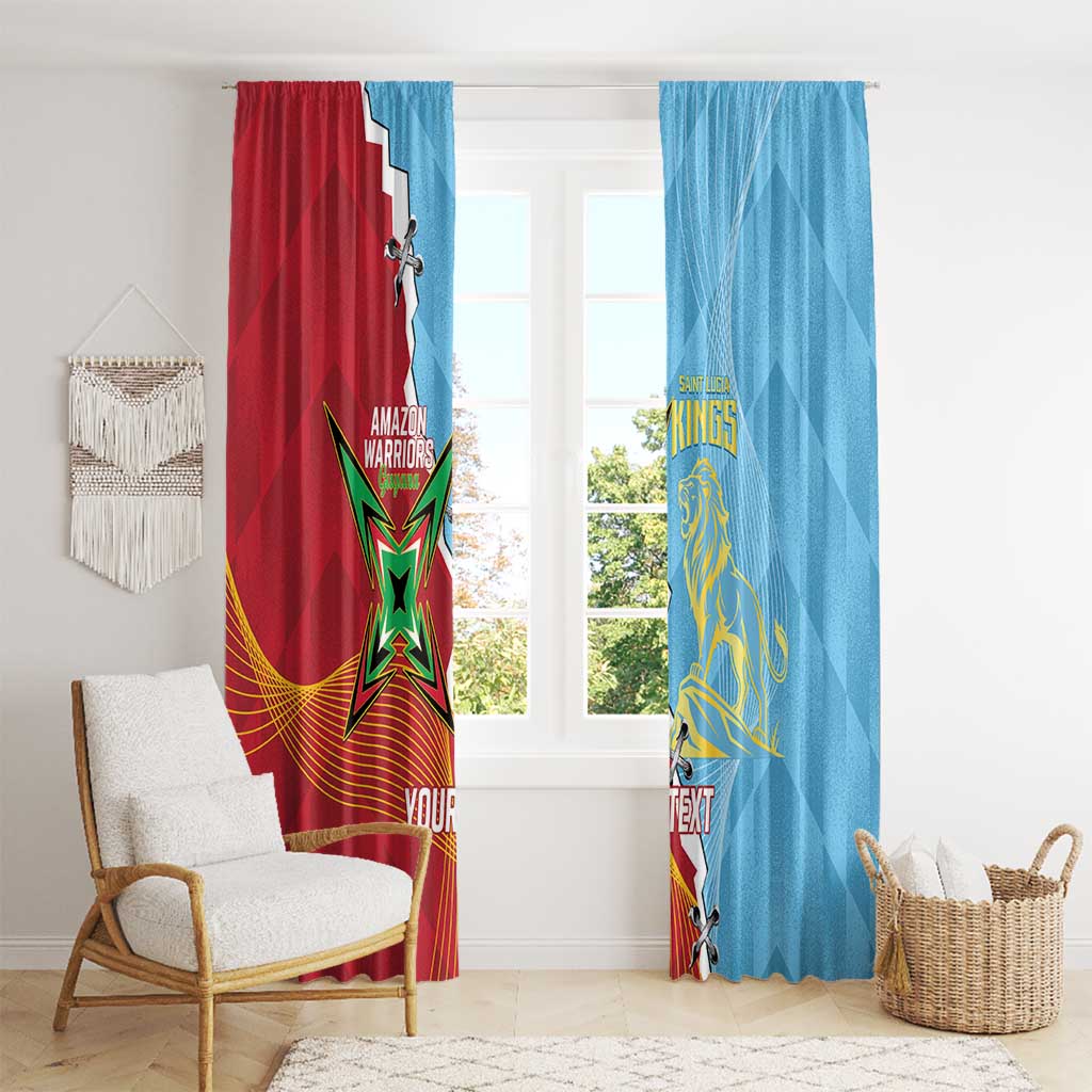 Saint Lucia and Guyana Cricket Personalized Window Curtain Kings Amazon Warriors Together - Wonder Print Shop