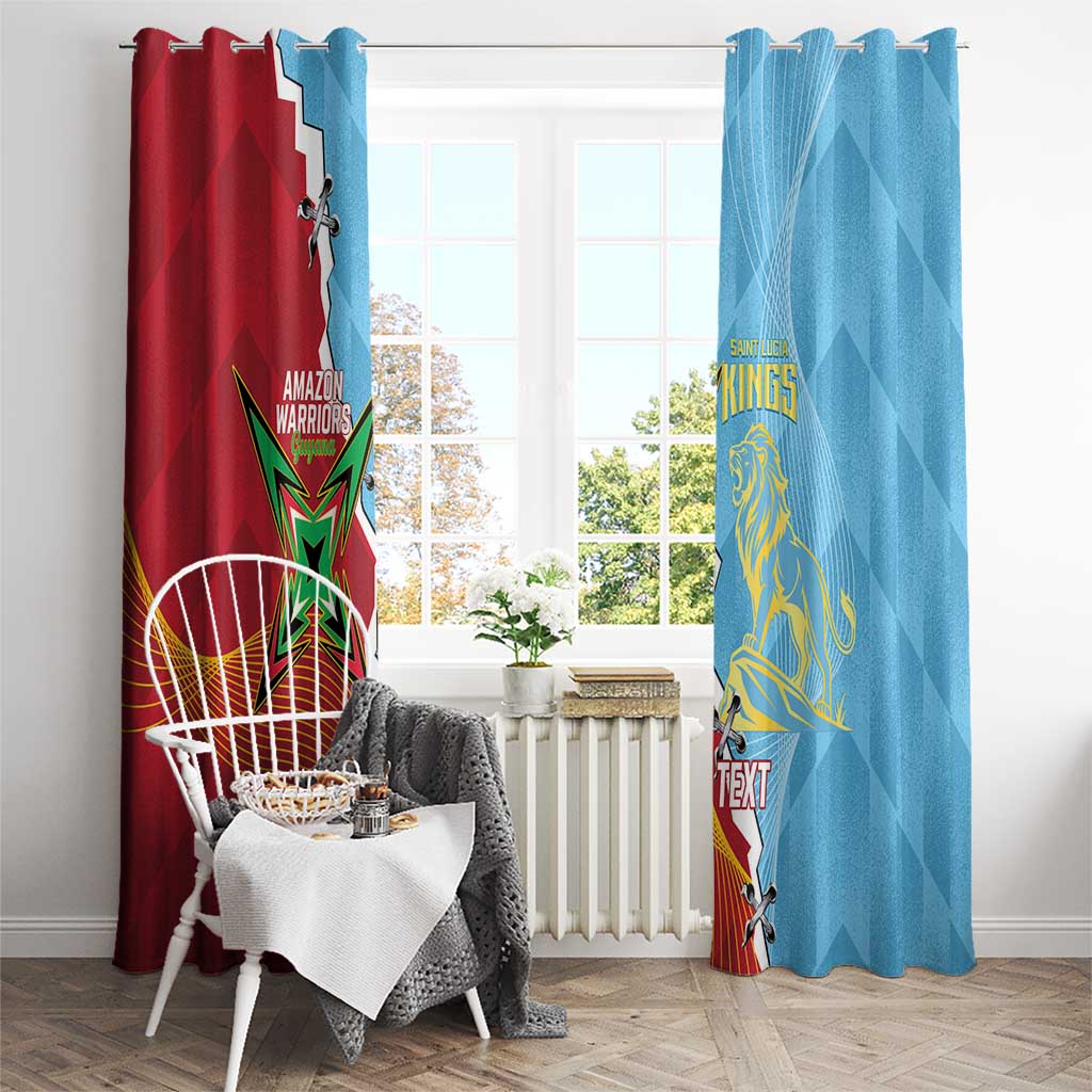 Saint Lucia and Guyana Cricket Personalized Window Curtain Kings Amazon Warriors Together - Wonder Print Shop