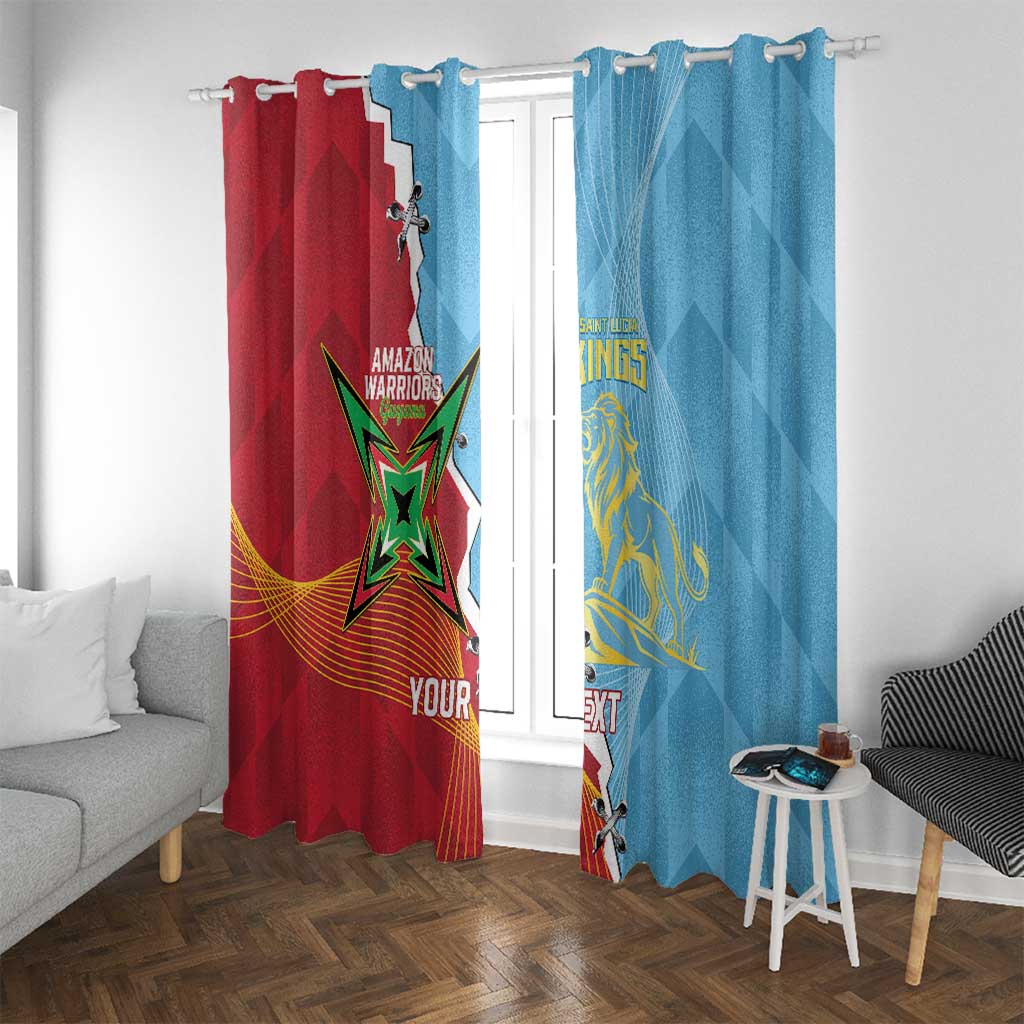 Saint Lucia and Guyana Cricket Personalized Window Curtain Kings Amazon Warriors Together - Wonder Print Shop