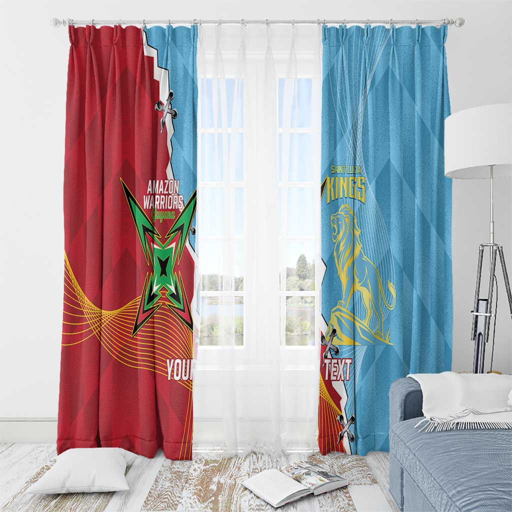 Saint Lucia and Guyana Cricket Personalized Window Curtain Kings Amazon Warriors Together - Wonder Print Shop