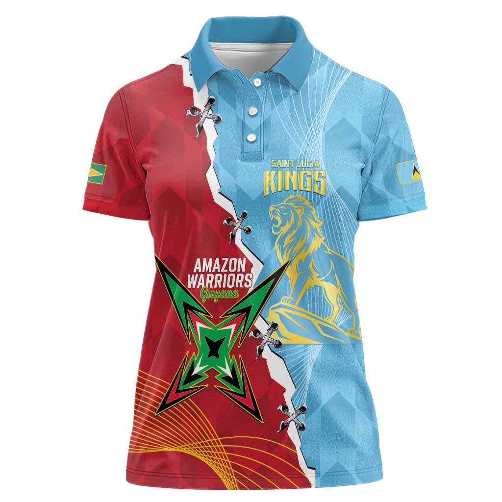 Saint Lucia and Guyana Cricket Personalized Women Polo Shirt Kings Amazon Warriors Together - Wonder Print Shop