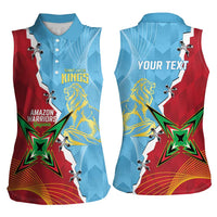 Saint Lucia and Guyana Cricket Personalized Women Sleeveless Polo Shirt Kings Amazon Warriors Together - Wonder Print Shop