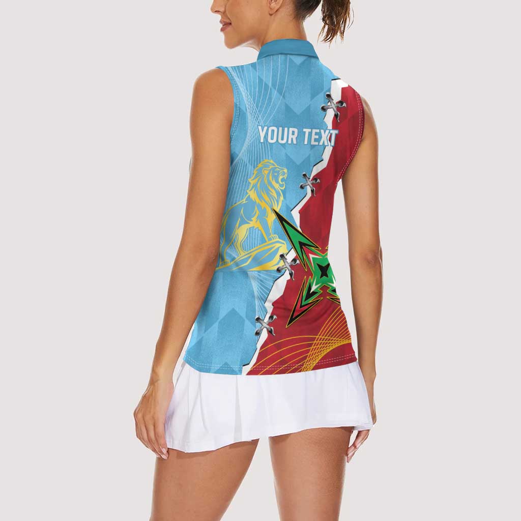 Saint Lucia and Guyana Cricket Personalized Women Sleeveless Polo Shirt Kings Amazon Warriors Together - Wonder Print Shop