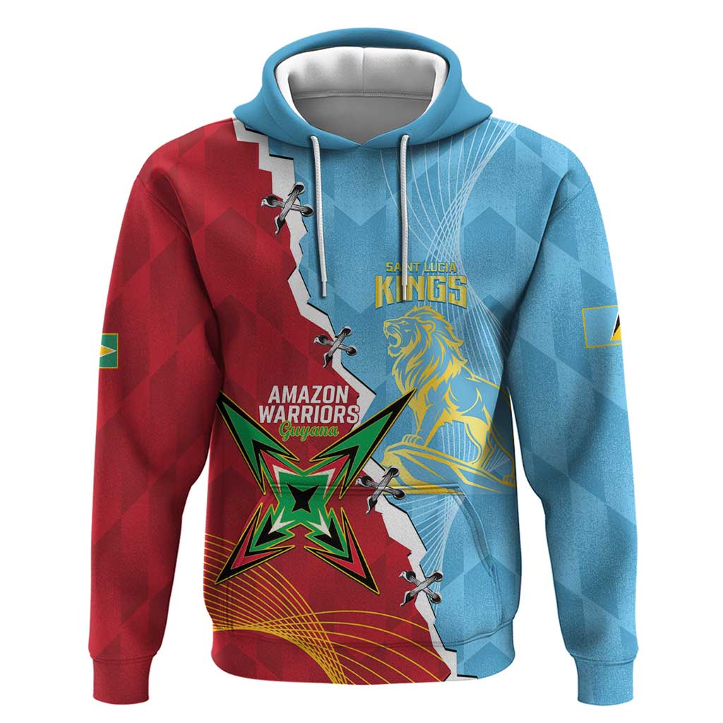 Saint Lucia and Guyana Cricket Personalized Zip Hoodie Kings Amazon Warriors Together - Wonder Print Shop