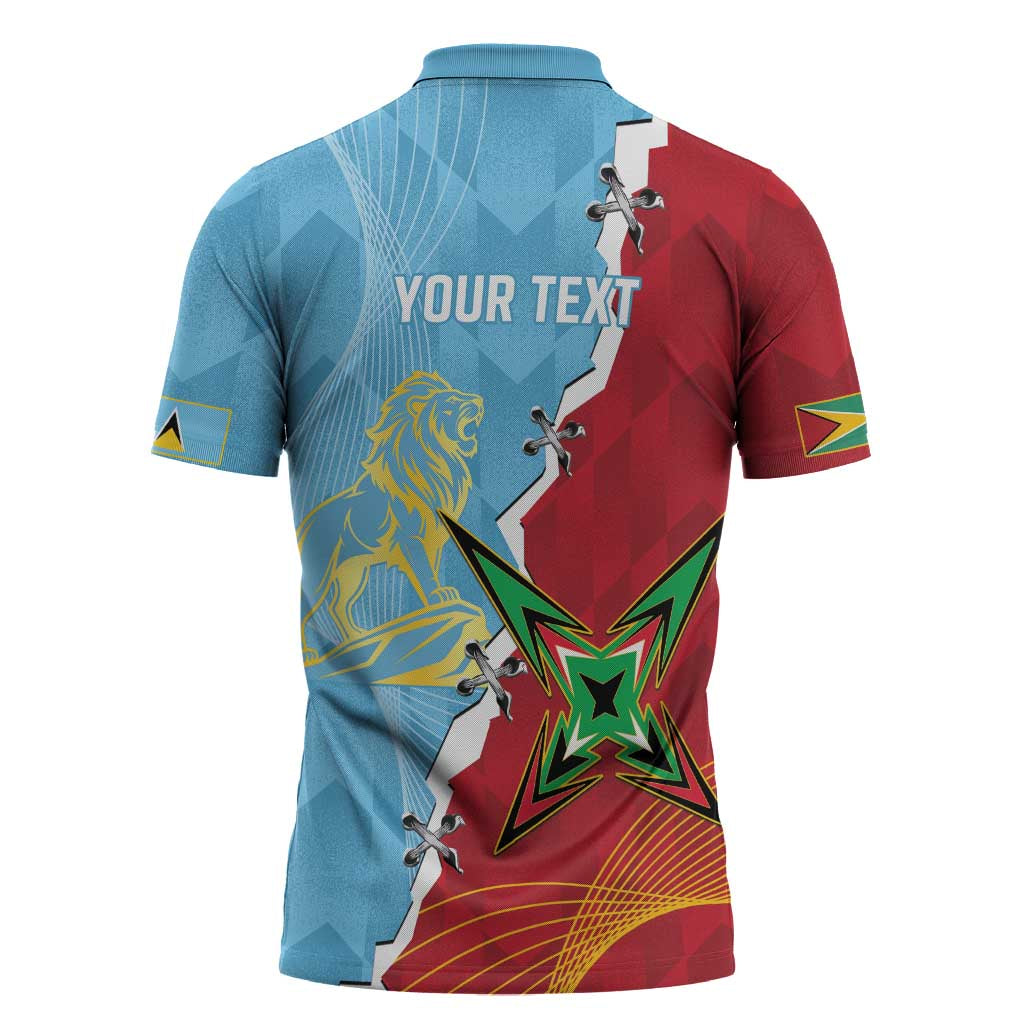 Saint Lucia and Guyana Cricket Personalized Zipper Polo Shirt Kings Amazon Warriors Together - Wonder Print Shop