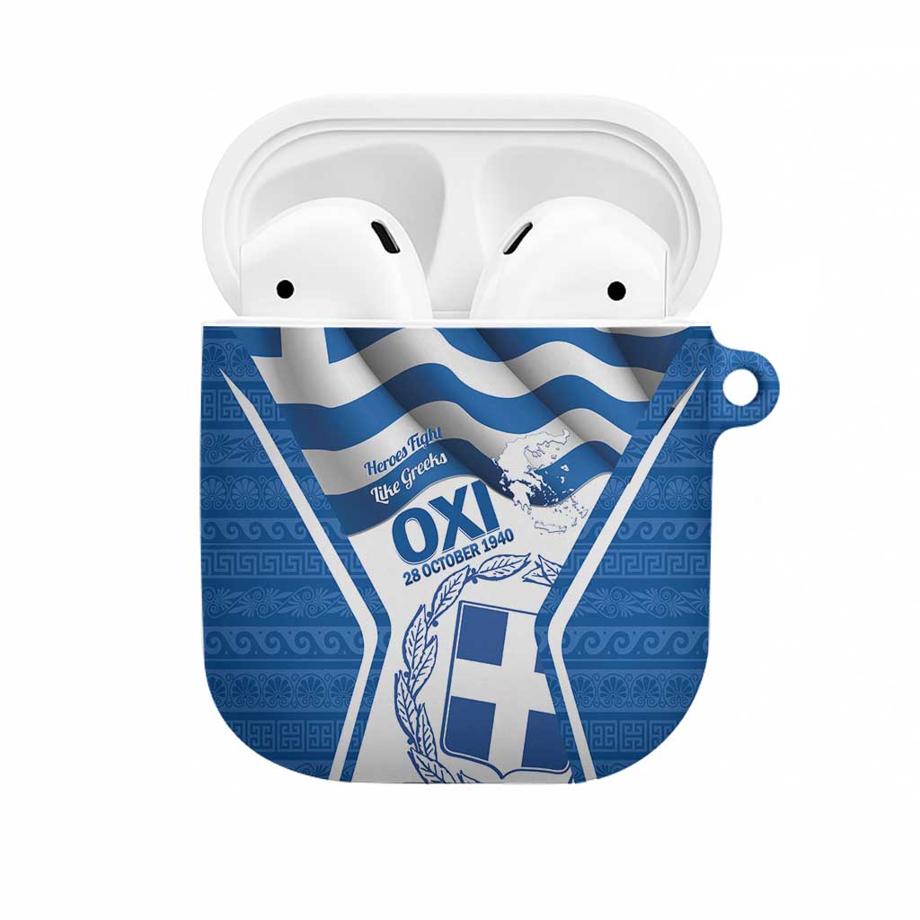 Greece Ohi Day AirPods Case Hellas Coat Of Arms Greek Pattern - Wonder Print Shop