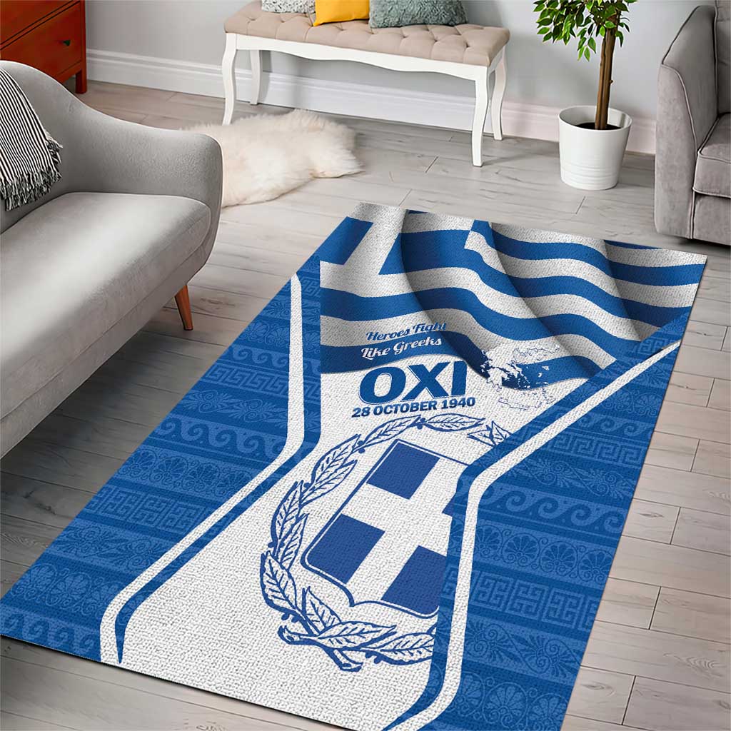 Greece Ohi Day Area Rug Hellas Coat Of Arms Greek Pattern - Wonder Print Shop