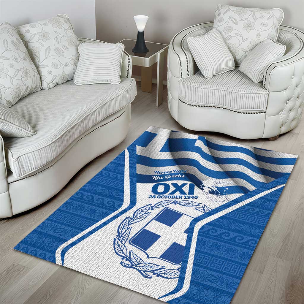 Greece Ohi Day Area Rug Hellas Coat Of Arms Greek Pattern - Wonder Print Shop