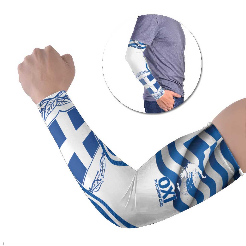 Greece Ohi Day Arm Sleeves Hellas Coat Of Arms Greek Pattern - Wonder Print Shop