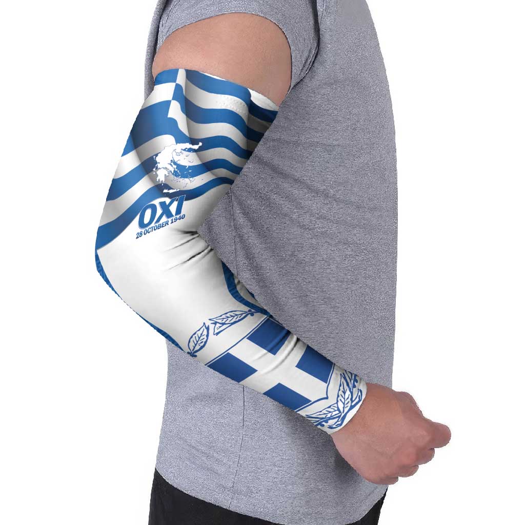 Greece Ohi Day Arm Sleeves Hellas Coat Of Arms Greek Pattern - Wonder Print Shop