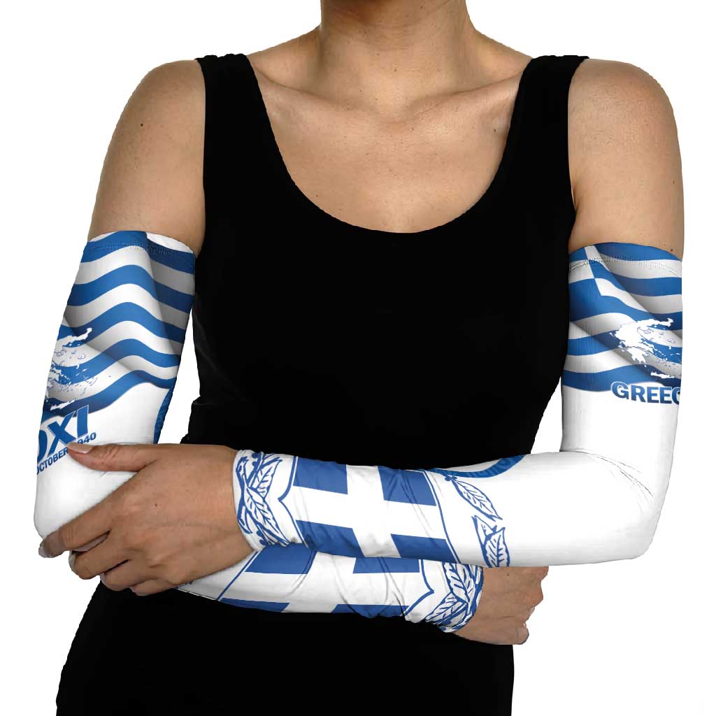 Greece Ohi Day Arm Sleeves Hellas Coat Of Arms Greek Pattern - Wonder Print Shop