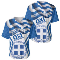 Greece Ohi Day Baseball Jersey Hellas Coat Of Arms Greek Pattern - Wonder Print Shop
